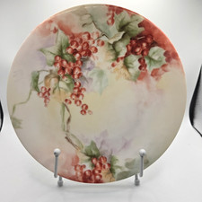 Antique Limoges France Plate Artist Signed Hand Painted Red Currants 1890-1930 picture