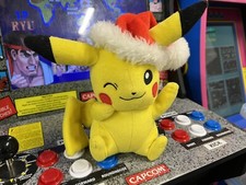 Tomy Christmas Pokemon Pikachu w/ Santa Hat 9 Inch Nintendo Plush picture