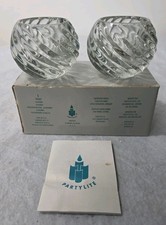 2 PARTYLITE - ILLUSIONS P0463 - CLR ROUND VOTIVE / TEALIGHT CANDLE HOLDERS + BOX picture