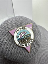 Vintage Pinnacle Designs Florida Beach Palms Umbrella Cloisonne Enamel Lapel Pin picture