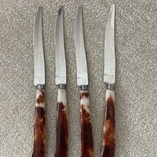 4Vintage MB Hollow Ground Japan Galaxie Stainless Steel Knives Bakelite Handles picture