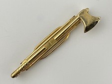 Hadley Vintage Lapel Pin Tie Tack Axe Shaped Gold Tone Lumber Worker picture