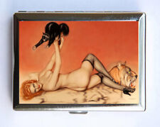 Pin up Cat Cigarette Case Wallet Business Card Holder picture