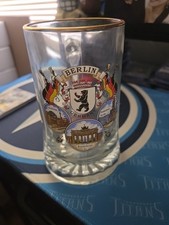 Vintage ALWE German Beer Mug Glass Stein Gold Trim Deutschland Cities Crest 0.5L picture
