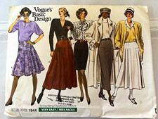 NEW*Vintage 1987 Vogue's #1944  Misses Skirts  in diff variations. Sz 8,10,12 picture
