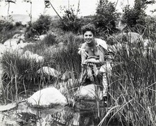 Sophia Loren Photograph Circa 1954 River Rods Stone Rocks Vintage Black and White picture