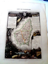 Atlas Levasseur map department of Ardèche fully watercoloured picture
