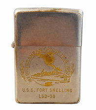 Vintage 1956–57 USS Fort Snelling LSD-30 Mediterranean Cruise Zippo picture