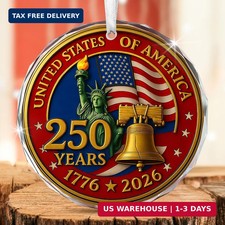 FLAGWIX 250 Anniversary USA Ornament for 4th of July Decorations - Glass Patriot picture
