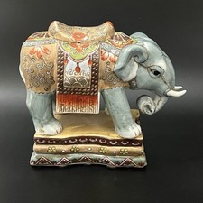 Vintage Porcelain Chinese Famille Rose Pastel Elephant Figurine 7