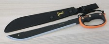 22” Classic Machete Black Sawback 5mm Thick Full Tang Rubber Handle Sheath Sharp picture