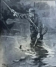 1883 Black Bass Fishing illustrated picture