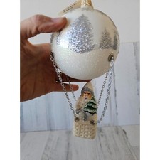 David strand hot air balloon rise Winter landscape signed ornament Santa tree vi picture