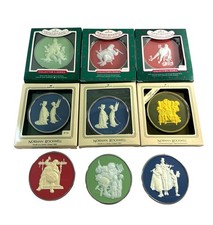 Vintage Hallmark Norman Rockwell Christmas Cameo Ornaments Lot of 9 1980-1988 picture