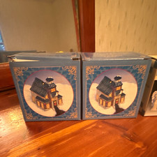 Christmas Village Church Building w/ Angels 4pc Set Boxed Ceramic Porcelain picture