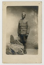 African American Soldier 1918 WWI France RPPC Photo Black Buffalo 369th J15207 picture