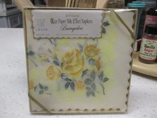 VTG Baumgarten's Rice Paper Silk Effect Napkins YELLOW ROSES Decoupage? 13 Count picture