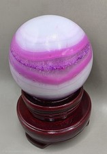 Beautiful Grey/Pink Agate Dyed Crystal Sphere 66.6mm UV Reactive picture