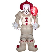 8 Ft Pennywise Holding Red Balloon Halloween Yard Inflatable with LED Lights picture