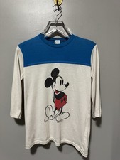 Vintage 80s Mickey Mouse Walt Disney Productions 3/4 Sleeve Shirt Large USA picture