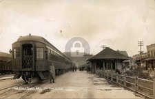 Old Roseburg OR Railroad Depot Scene RPPC Photo Postcard COPY picture