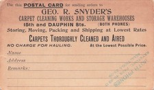 Geo. R. Snyder Carpet Cleaning Storage Warehouses 15th Dauphin Sts Postcard picture
