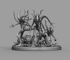 Alien Xenomorph Slenders with Eggs and Facehuggers 3D Print Model picture