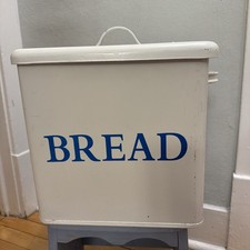 Vintage Large White Enamel Bread Box Bin Enamelware Farmhouse Cottage 12” Tall picture