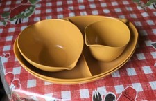 Melamine Oneida OD Harvest Gold Divided Oval Serving Dish Lot of 4 Retro Kitchen picture