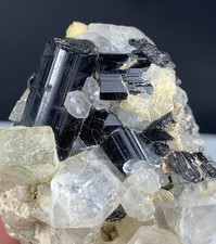 918 Ct Black Tourmaline Crystals W/Quartz, Albite Mineral from Skardu Pakistan picture