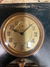 Roman Mayer Lausanne Antique Large (Size 18) Travel Clock In Leather Carry Case picture