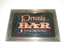 Vintage Private Bar wood Framed Mirror 12 1/2 x18 1/2 
