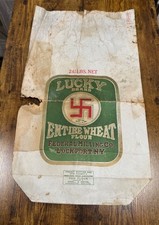 Antique Lucky Flour Brand Lockport NY Swastika Flour Sack 1909, Pre-WWII picture