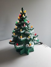 Vintage Atlantic Mold Ceramic Christmas Tree Green 14” W/Base See Pics picture