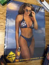1990s Beer Promo Poster Bud Ice Caucasian Bikini Woman 1996 Nice Colors picture