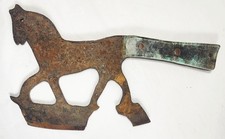 Old Handcrafted Horse Rustic Art Meat Cleaver Butcher Knife Axe Rare Europe  picture