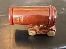 Vintage Red Pottery Pirate Ship Cannon Shot Glass Made in Japan picture