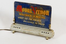 Antique Mount Vernon Whiskey Sign Advertising Lighted Glass Panel Vernon Brand picture