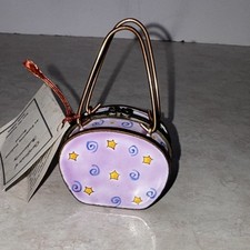 Kelvin Chen Hand Painted Enamel Purse Trinket Box w/ Handle COA No. 222 2001 picture