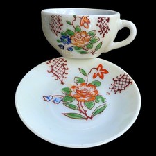 Vintage Miniature Lusterware Child Teacup Saucer Floral 1950's Japan picture