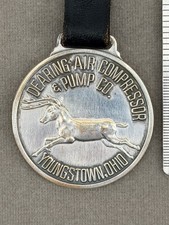 Vintage Dearing Air Compressor Watch Fob Metal Arts Co Rochester NY Youngstown picture