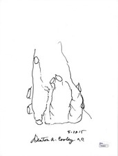 DENTON COOLEY HAND SIGNED ORIGINAL 8x11 HEART DRAWING HEART SURGEON JSA picture