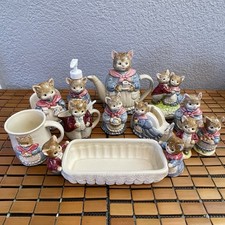 Vintage Otagiri Cat Lot Mr Mrs Whiskers Anthropomorphic 12pc Collection Japan picture