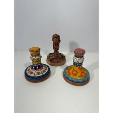 Vintage Style Hand Painted Terracotta Cookie Stamps Set of 3 Floral Autumn Leaf picture