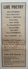 1964 Allen Ginsberg, Leroi Jones , McMillan Theatre N.Y. Live Poetry Reading Ad picture