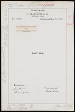 [Trademark registration by C. Brandauer & Co. for Post brand Metallic Pens] picture