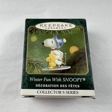 Vintage Hallmark Keepsake Ornament Winter Fun with Snoopy Miniature Mini 2001 picture