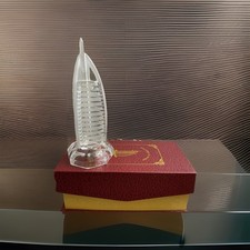 Burj Al Arab Hotel Dubai Crystal Glass Model Figurine Paper Weight in Gift Box picture