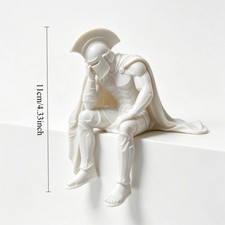 Ancient Sparta Warrior Edge‑Sitter Figurine Greek Gladiator Sitting Statue Shelf picture