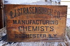 Antique Rare RJ Strasenburgh Co. Manufacturing Chemists Wood Box Crate New York picture